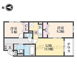 JR東海道・山陽本線 石山駅 バス9分 稲津北口下車 徒歩8分の賃貸アパート 1階2LDKの間取り