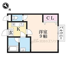 カーペンターハウスVI 2階1Kの間取り
