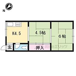JR東海道・山陽本線 守山駅 徒歩9分の賃貸アパート 2階2Kの間取り