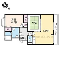JR東海道・山陽本線 守山駅 3.2kmの賃貸マンション 2階2LDKの間取り