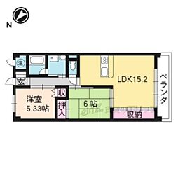 JR東海道・山陽本線 草津駅 徒歩15分の賃貸マンション 4階2LDKの間取り