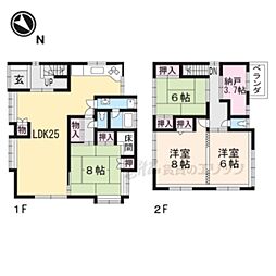 JR東海道・山陽本線 瀬田駅 徒歩7分の賃貸一戸建て 2階4LDKの間取り