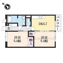 近江鉄道近江本線 水口駅 徒歩15分の賃貸アパート 2階2DKの間取り