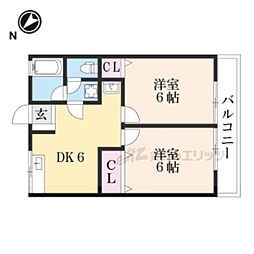 ハートフル信楽 2DKの間取図画像