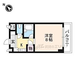 萱野ビル 1Kの間取図画像