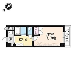 レイクヴュー堅田 1Kの間取図画像