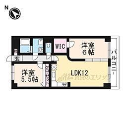 レジデンス南草津 2LDKの間取図画像