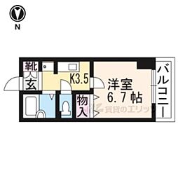 Liesse浜大津 1Kの間取図画像