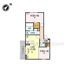 DーROOM 西矢倉 2LDKの間取図画像