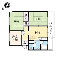 湖南コーポクライノ1 3DKの間取図画像