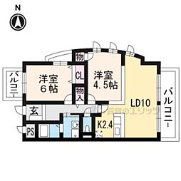 サンセールりら 2LDKの間取図画像