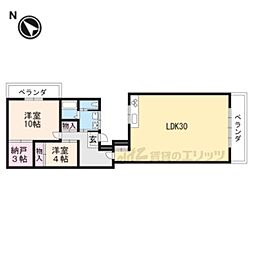 アップルハウス 2LDKの間取図画像