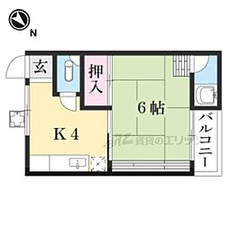 瀬田ハウスＡ 1階1Kの間取り