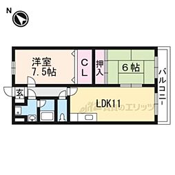 JR東海道・山陽本線 近江八幡駅 徒歩12分の賃貸マンション 1階2LDKの間取り