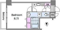 ガラ・ステージ市ヶ谷弐番館 6階1Kの間取り