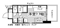 ユニエトワール九大学研都市 ワンルームの間取図画像