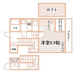 Leaf九大学研都市 ワンルームの間取図画像