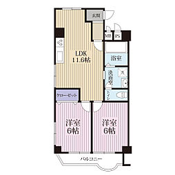 大建コーポ江坂 2LDKの間取図画像