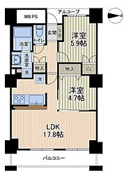 あべのグラントゥール 2LDKの間取図画像
