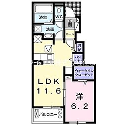 京阪本線 寝屋川市駅 徒歩34分の賃貸アパート 1階1LDKの間取り