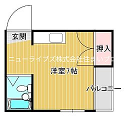 平池マンション ワンルームの間取図画像