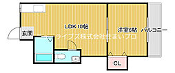 光永住 1LDKの間取図画像
