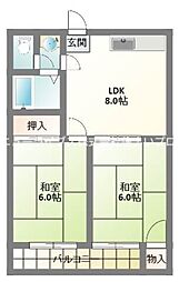 カトレア 2LDKの間取図画像