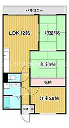 バーンフリート寝屋川 3LDKの間取図画像