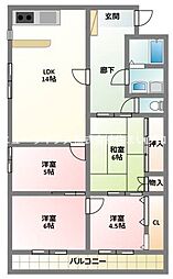 五味マンション北 4LDKの間取図画像