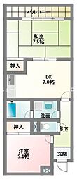 守口丸信コーポ 2DKの間取図画像