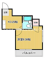 ハイツ和 1Kの間取図画像