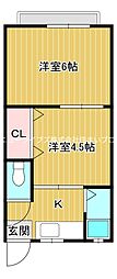 山本ハイツ 1Kの間取図画像