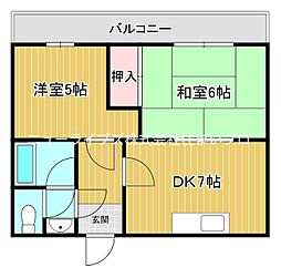ケィプラザ金田 2DKの間取図画像