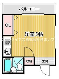 川島第19ビル ワンルームの間取図画像