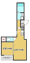 門真市常盤町アパート 1LDKの間取図画像