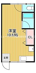 東北第4マンション ワンルームの間取図画像