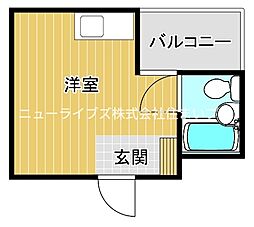 JPアパートメント門真 ワンルームの間取図画像