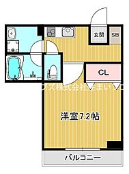寝屋川市大利元町アパート 1Kの間取図画像