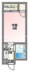 バードヒル古川橋 1Kの間取図画像
