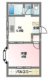 ハイツスズカ 1DKの間取図画像