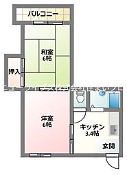 古川ビレッジ 2Kの間取図画像