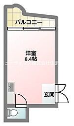 萱島南ハイツ ワンルームの間取図画像