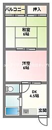 秀和第一ハイツ 2DKの間取図画像