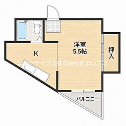 ヒューマンハウス 1DKの間取図画像