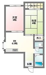 第3八幸マンション 2DKの間取図画像