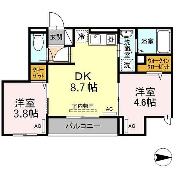 東京都板橋区小茂根5丁目(賃貸アパート2DK・2階・39.61㎡)の写真 その2