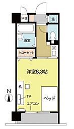ブライティ助信 1Kの間取図画像