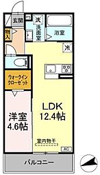 D-Hills佐藤III 1LDKの間取図画像