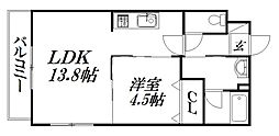 ラ・メゾンアンソレイユ 1LDKの間取図画像