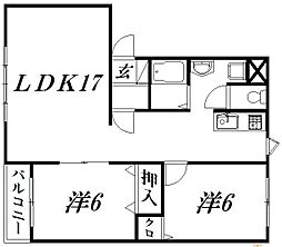 ピュアライフ天神 2LDKの間取図画像